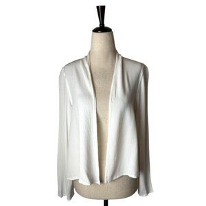 Eileen Fisher‎ Sweater Women Small Petite White Knit Open Lightweight Cardigan
